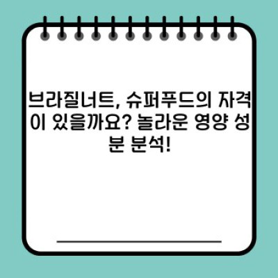 브라질너트의 놀라운 효능: 건강, 미용, 그리고 그 이상! 당신도 브라질너트의 매력에 빠지다!