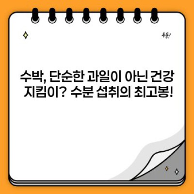 수박 효능: 시원한 여름, 건강까지 책임지는 수박의 놀라운 효과!