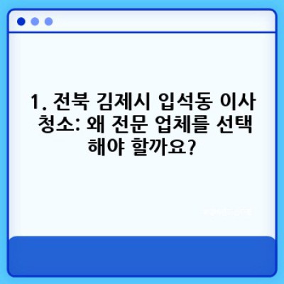 전북 김제시 입석동 이사 청소 전문 업체 선택 가이드: 완벽한 이사 청소를 위한 모든 정보