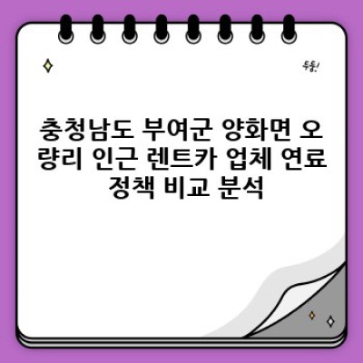 충청남도 부여군 양화면 오량리 렌트카 연료 정책 완벽 가이드: 똑똑한 렌트카 이용을 위한 필수 정보