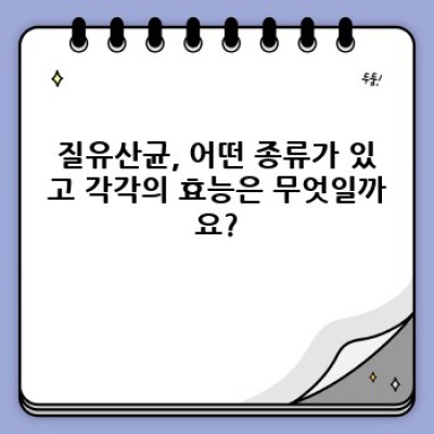 질유산균, 정말 효과 있을까요? 궁금증 완벽 해소!